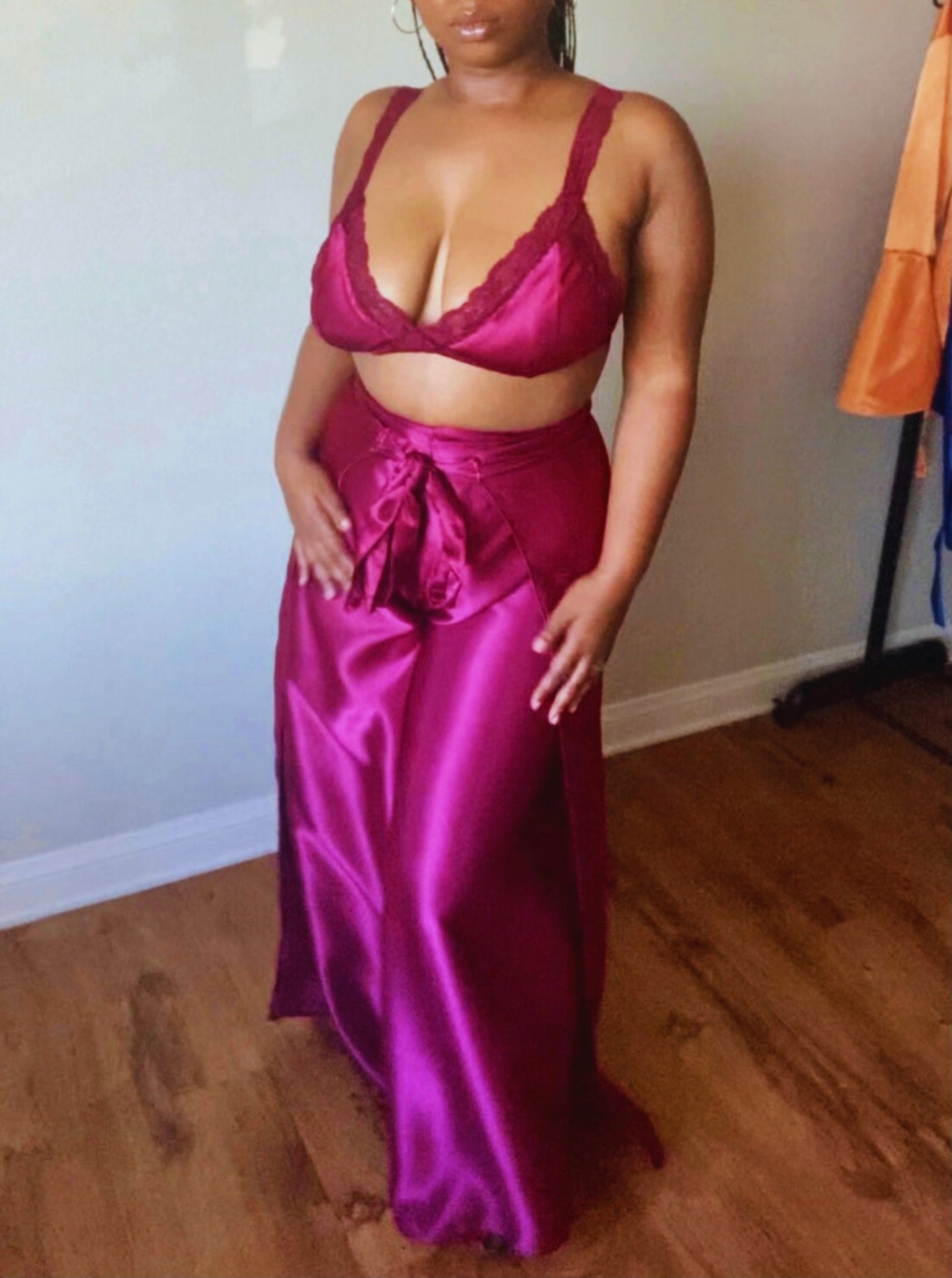Satin wrap pants
