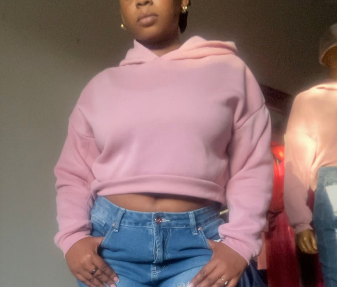 Pink Cropped Hoodie