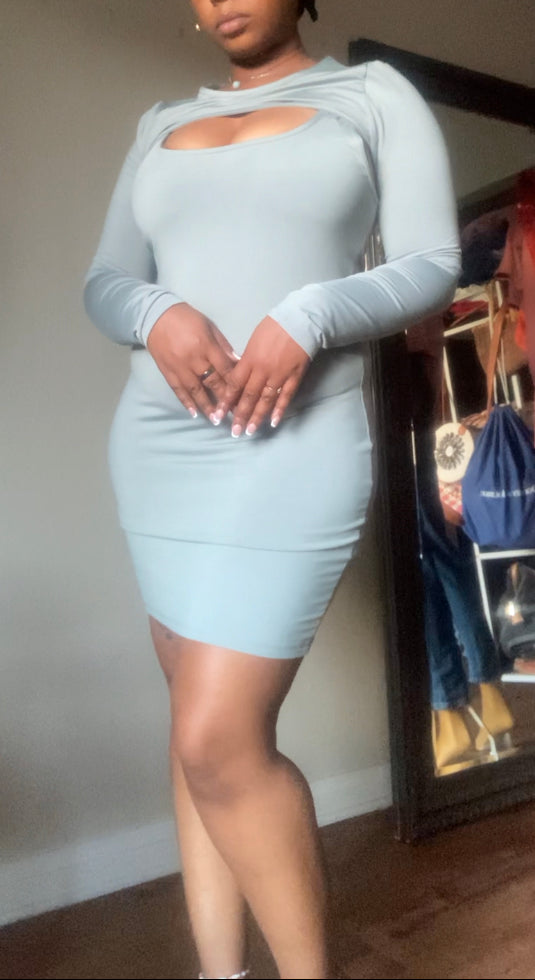 Soft Touch Jersey 2pc Bodycon Dress with Matching Long Sleeve Cover Up