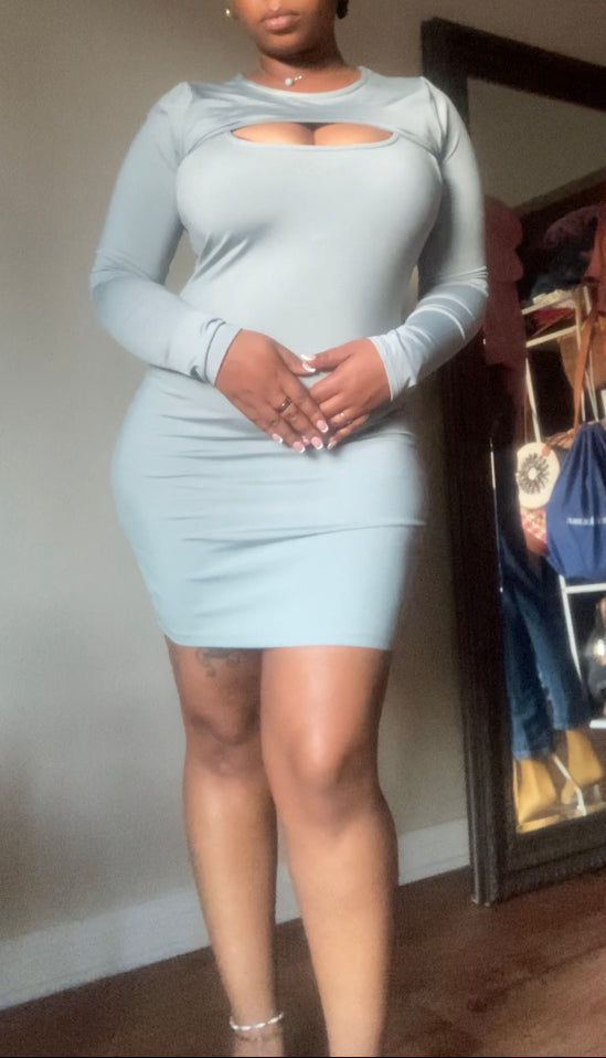 Soft Touch Jersey 2pc Bodycon Dress with Matching Long Sleeve Cover Up