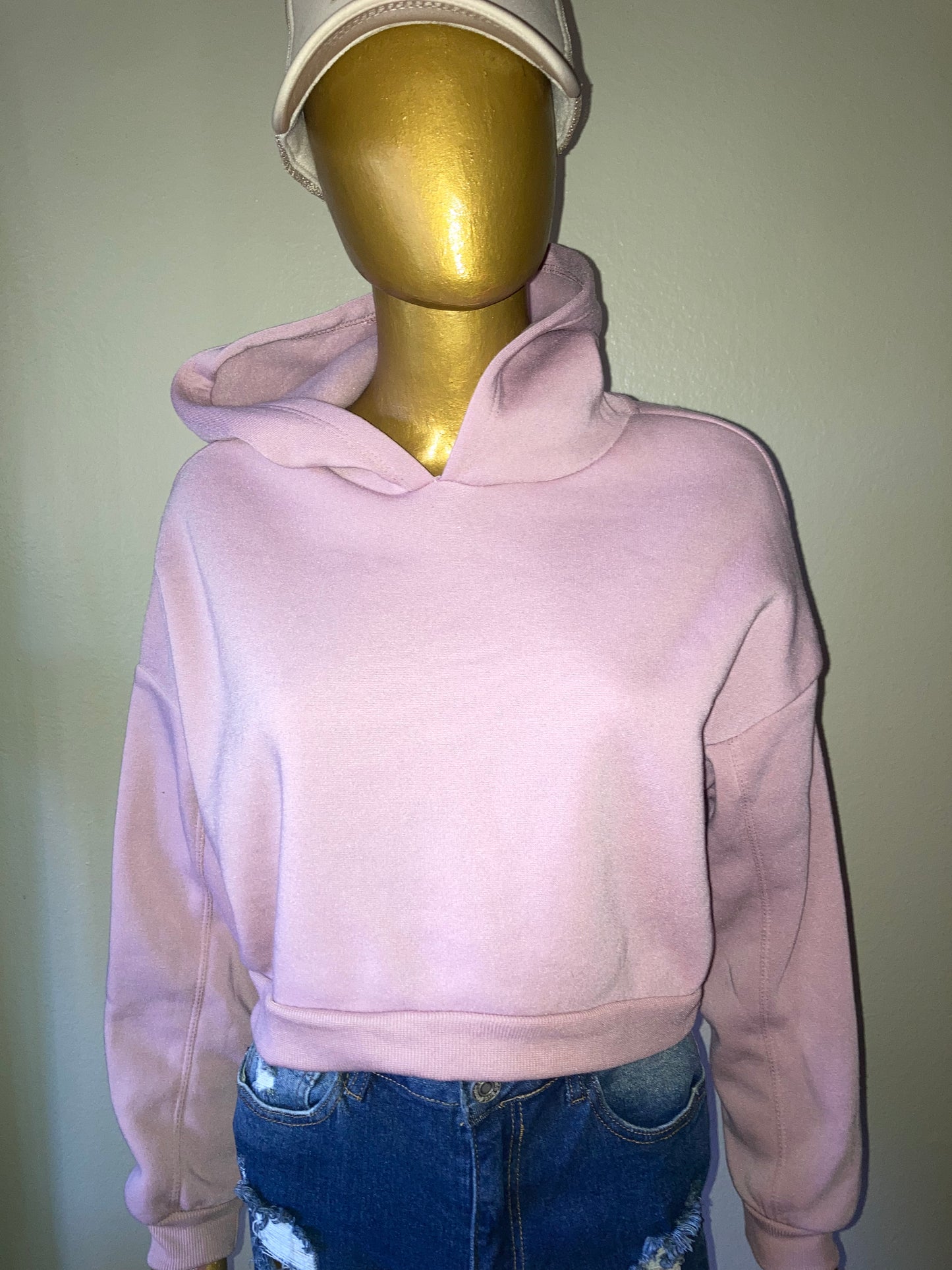 Pink Cropped Hoodie