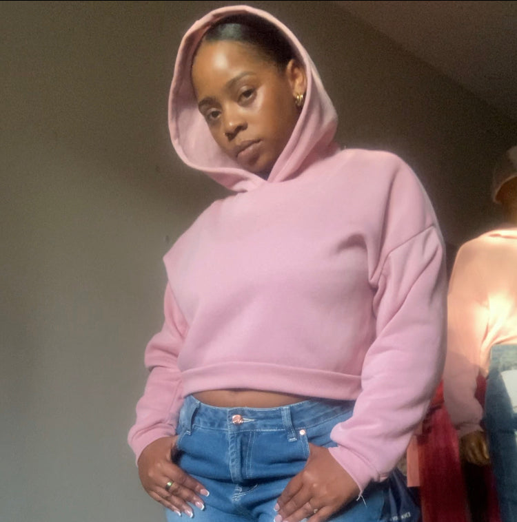 Pink Cropped Hoodie